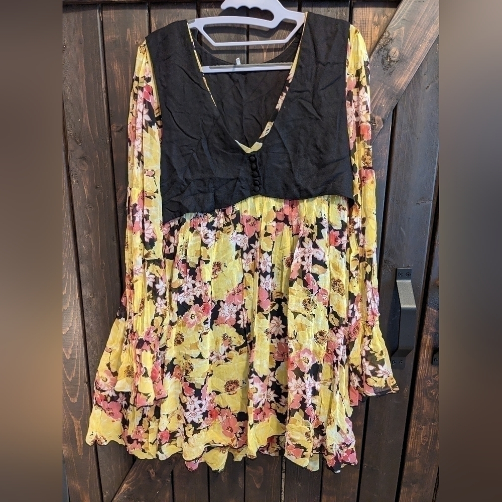 Free people dress, size S, yellow and black